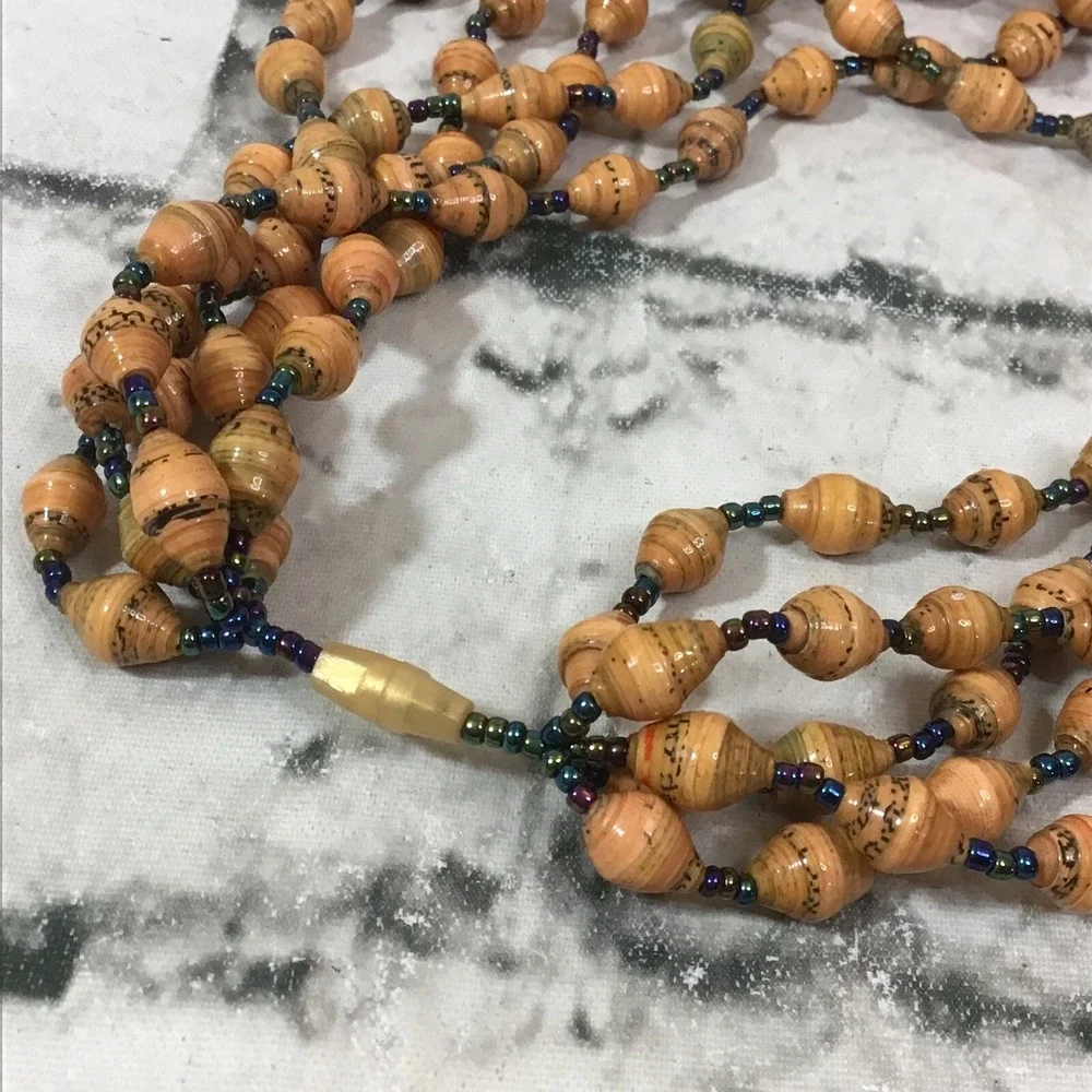 Beaded Necklaces Lot Of 2 Wooden Tropical Layered Vacation Island Jewelry